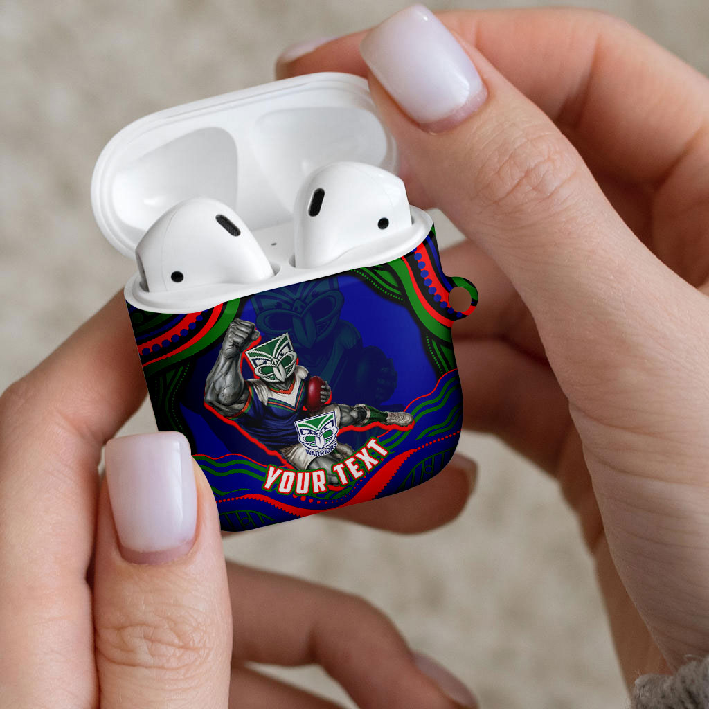 Personalized New Zealand Warriors AirPods Case Aboriginal Dot Art - Dreamtime Rugby Mascot