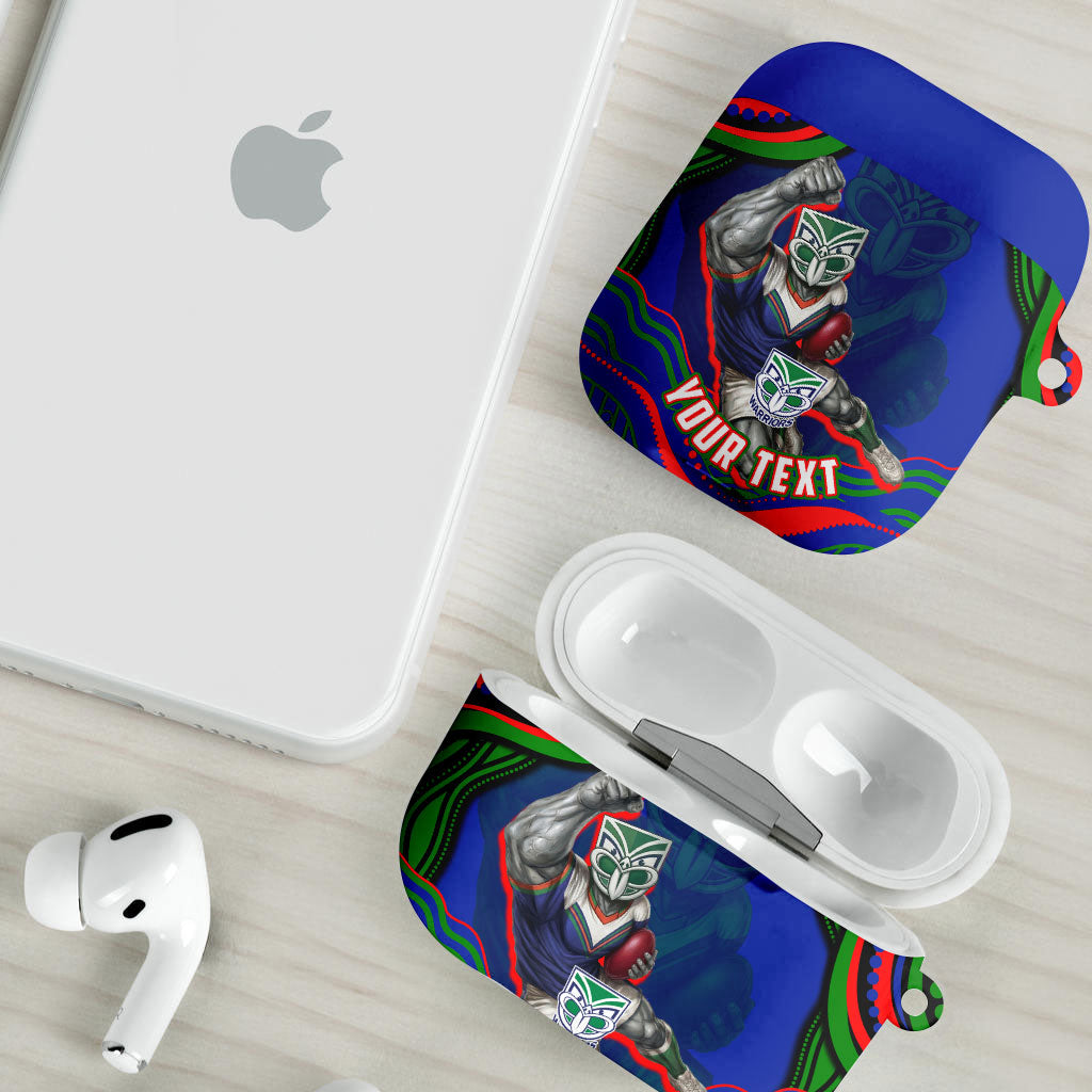 Personalized New Zealand Warriors AirPods Case Aboriginal Dot Art - Dreamtime Rugby Mascot