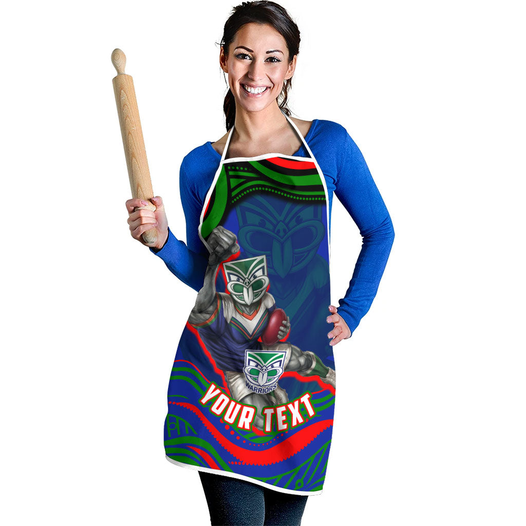 Personalized New Zealand Warriors Apron Aboriginal Dot Art - Dreamtime Rugby Mascot