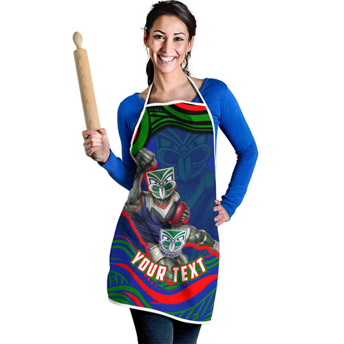 Personalized New Zealand Warriors Apron Aboriginal Dot Art - Dreamtime Rugby Mascot
