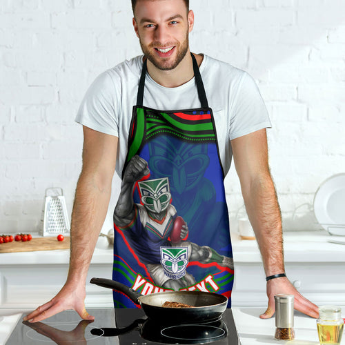 Personalized New Zealand Warriors Apron Aboriginal Dot Art - Dreamtime Rugby Mascot