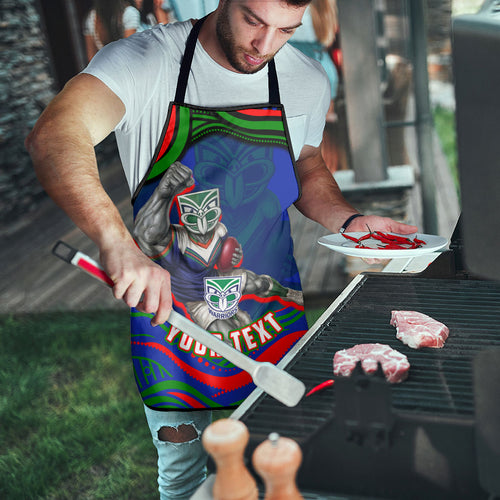 Personalized New Zealand Warriors Apron Aboriginal Dot Art - Dreamtime Rugby Mascot