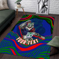 Personalized New Zealand Warriors Area Rug Aboriginal Dot Art - Dreamtime Rugby Mascot