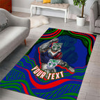 Personalized New Zealand Warriors Area Rug Aboriginal Dot Art - Dreamtime Rugby Mascot