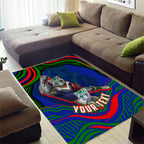 Personalized New Zealand Warriors Area Rug Aboriginal Dot Art - Dreamtime Rugby Mascot