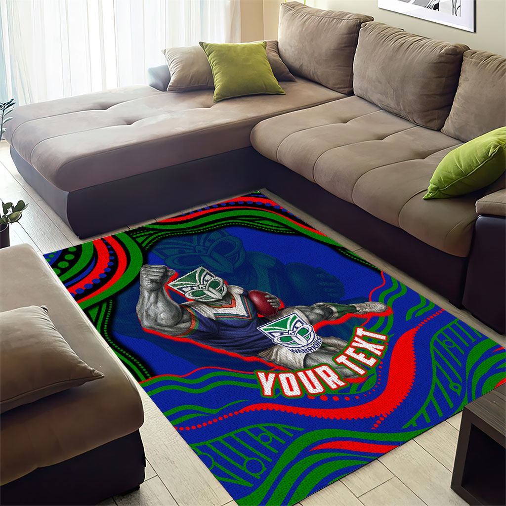 Personalized New Zealand Warriors Area Rug Aboriginal Dot Art - Dreamtime Rugby Mascot