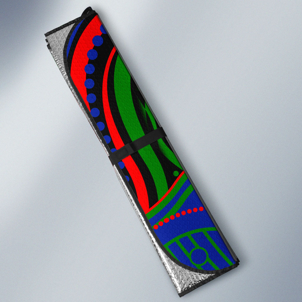 Personalized New Zealand Warriors Auto Sun Shade Aboriginal Dot Art - Dreamtime Rugby Mascot