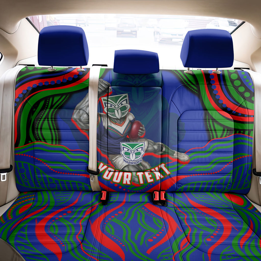 Personalized New Zealand Warriors Back Car Seat Cover Aboriginal Dot Art - Dreamtime Rugby Mascot