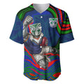 Personalized New Zealand Warriors Baseball Jersey Aboriginal Dot Art - Dreamtime Rugby Mascot
