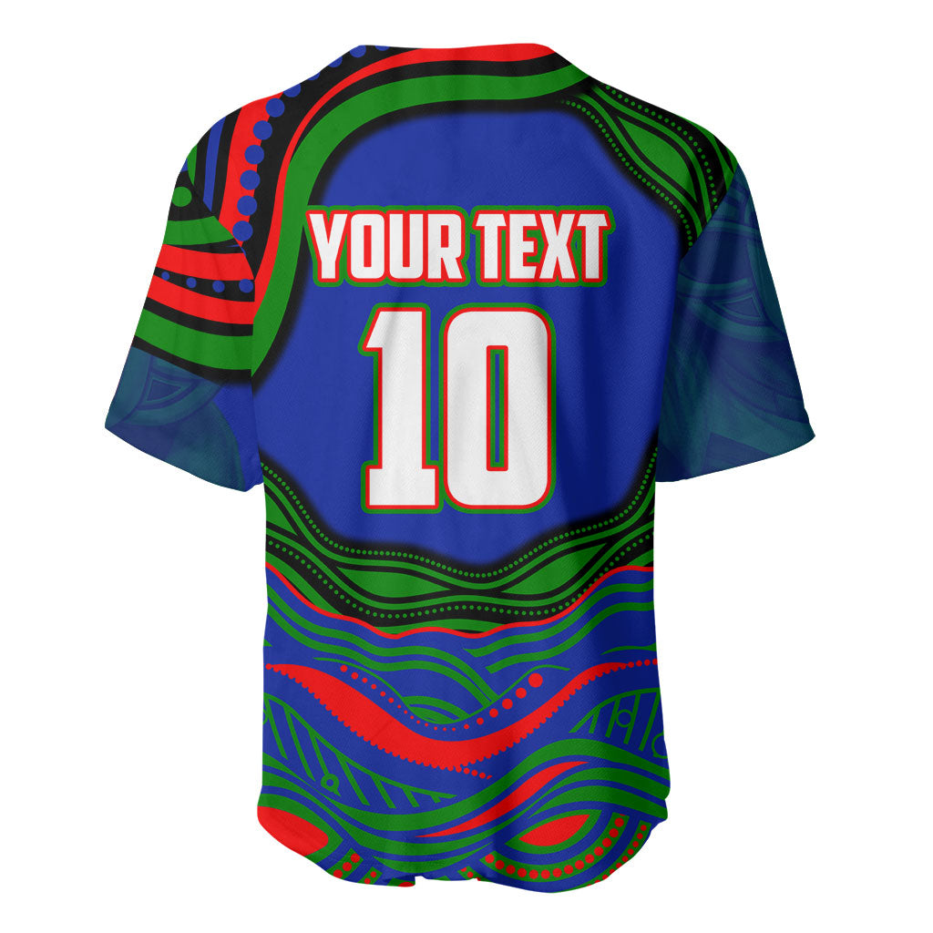 Personalized New Zealand Warriors Baseball Jersey Aboriginal Dot Art - Dreamtime Rugby Mascot