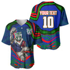 Personalized New Zealand Warriors Baseball Jersey Aboriginal Dot Art - Dreamtime Rugby Mascot
