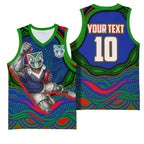 Personalized New Zealand Warriors Basketball Jersey Aboriginal Dot Art - Dreamtime Rugby Mascot