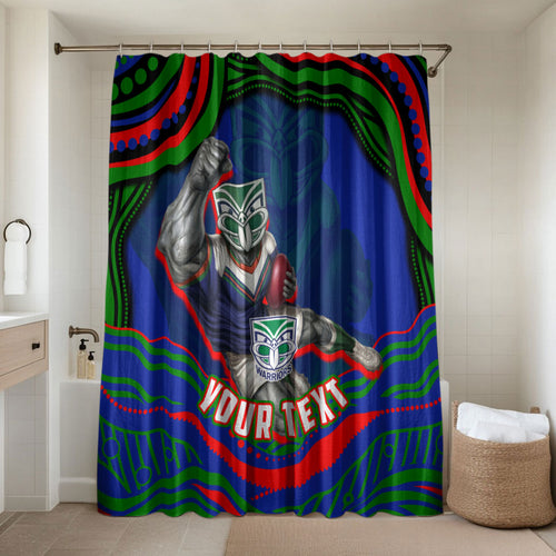 Personalized New Zealand Warriors Bathroom Set Aboriginal Dot Art - Dreamtime Rugby Mascot