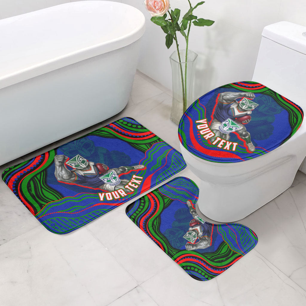 Personalized New Zealand Warriors Bathroom Set Aboriginal Dot Art - Dreamtime Rugby Mascot