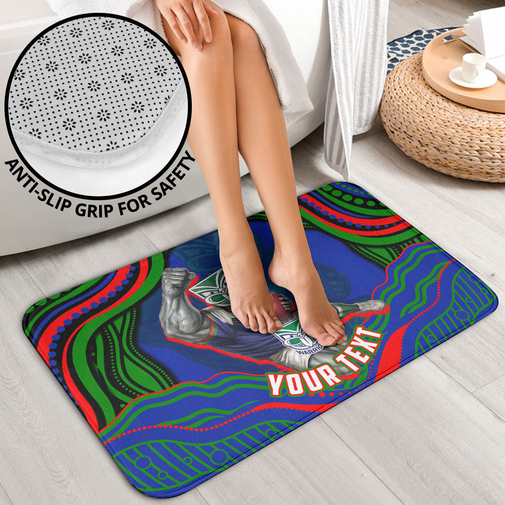 Personalized New Zealand Warriors Bathroom Set Aboriginal Dot Art - Dreamtime Rugby Mascot