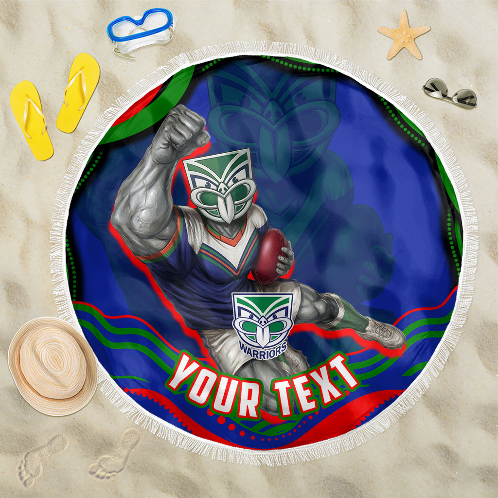 Personalized New Zealand Warriors Beach Blanket Aboriginal Dot Art - Dreamtime Rugby Mascot