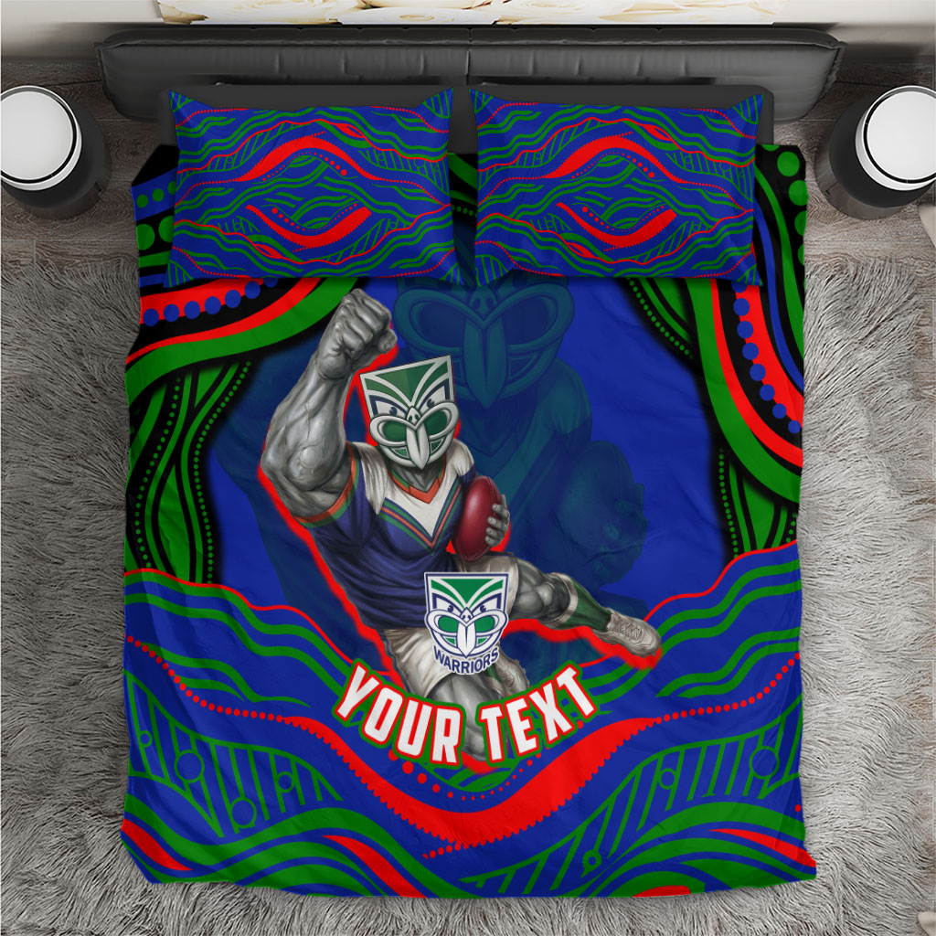 Personalized New Zealand Warriors Bedding Set Aboriginal Dot Art - Dreamtime Rugby Mascot