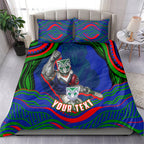 Personalized New Zealand Warriors Bedding Set Aboriginal Dot Art - Dreamtime Rugby Mascot
