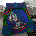 Personalized New Zealand Warriors Bedding Set Aboriginal Dot Art - Dreamtime Rugby Mascot
