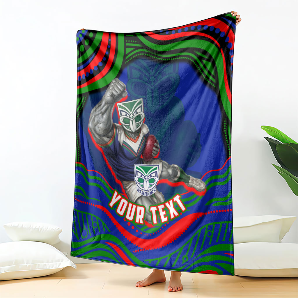 Personalized New Zealand Warriors Blanket Aboriginal Dot Art - Dreamtime Rugby Mascot