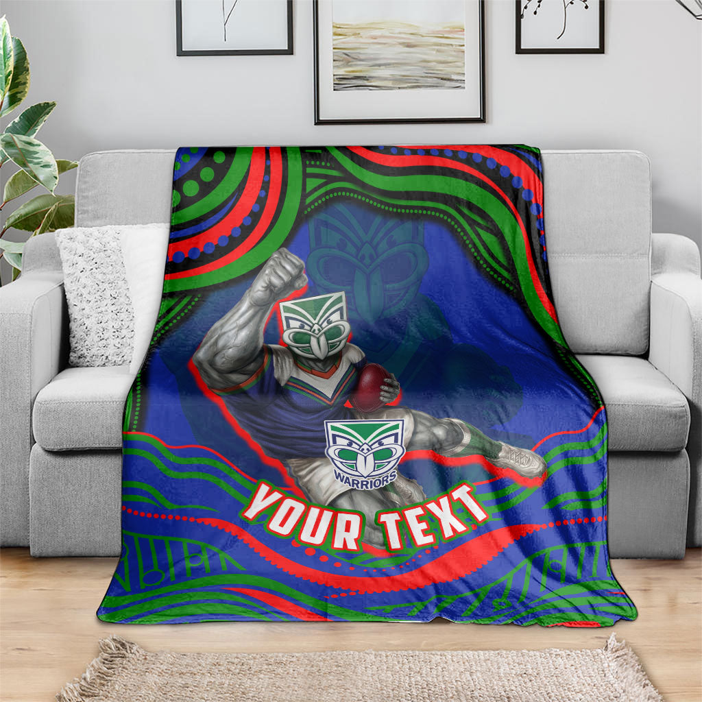 Personalized New Zealand Warriors Blanket Aboriginal Dot Art - Dreamtime Rugby Mascot