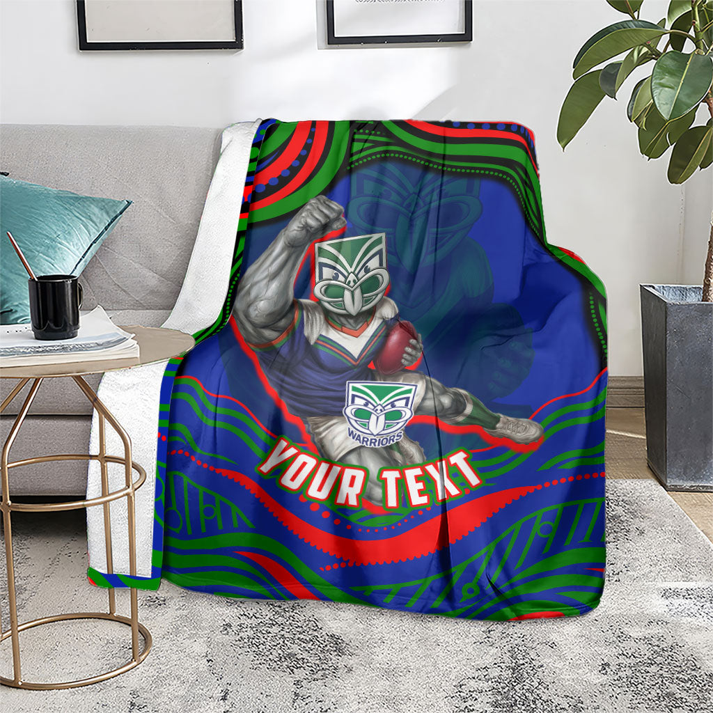 Personalized New Zealand Warriors Blanket Aboriginal Dot Art - Dreamtime Rugby Mascot