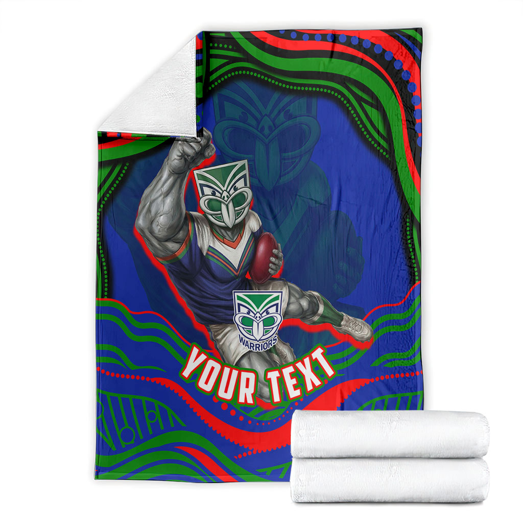 Personalized New Zealand Warriors Blanket Aboriginal Dot Art - Dreamtime Rugby Mascot