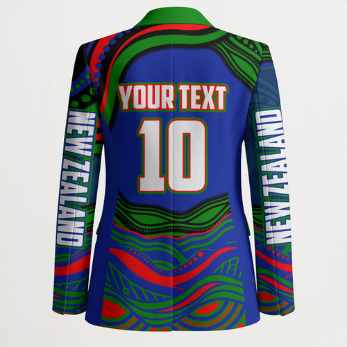 Personalized New Zealand Warriors Blazer Aboriginal Dot Art - Dreamtime Rugby Mascot