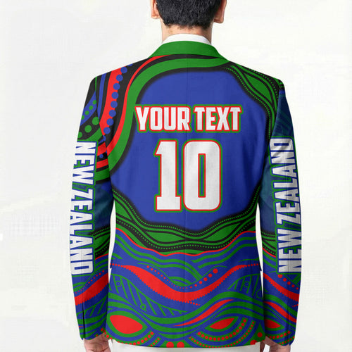 Personalized New Zealand Warriors Blazer Aboriginal Dot Art - Dreamtime Rugby Mascot