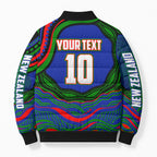 Personalized New Zealand Warriors Bomber Puffer Jacket Aboriginal Dot Art - Dreamtime Rugby Mascot