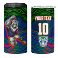 Personalized New Zealand Warriors 4 in 1 Can Cooler Tumbler Aboriginal Dot Art - Dreamtime Rugby Mascot