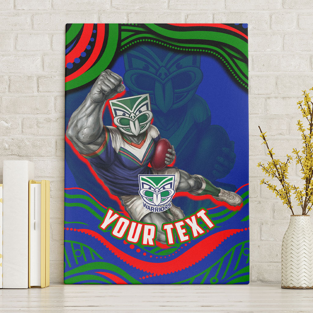 Personalized New Zealand Warriors Canvas Wall Art Aboriginal Dot Art - Dreamtime Rugby Mascot