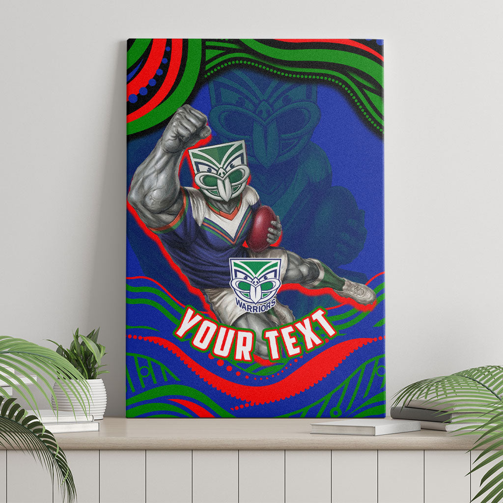 Personalized New Zealand Warriors Canvas Wall Art Aboriginal Dot Art - Dreamtime Rugby Mascot