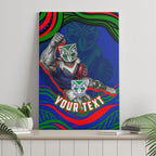 Personalized New Zealand Warriors Canvas Wall Art Aboriginal Dot Art - Dreamtime Rugby Mascot