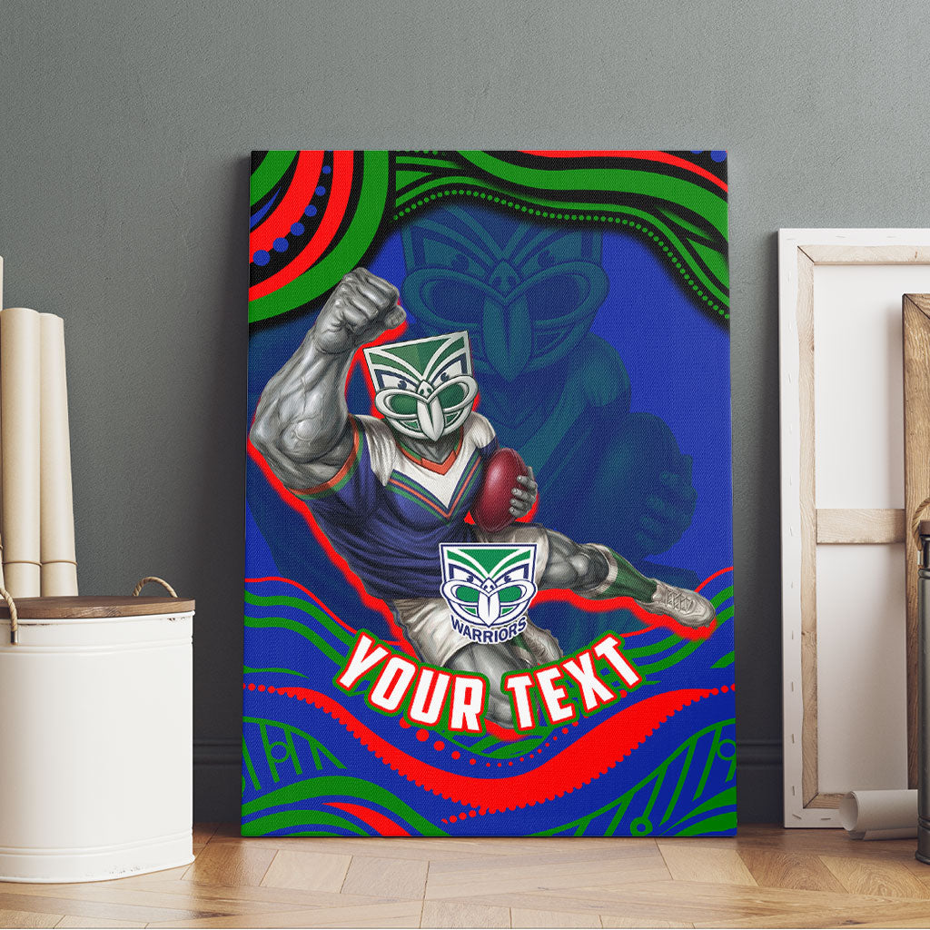 Personalized New Zealand Warriors Canvas Wall Art Aboriginal Dot Art - Dreamtime Rugby Mascot