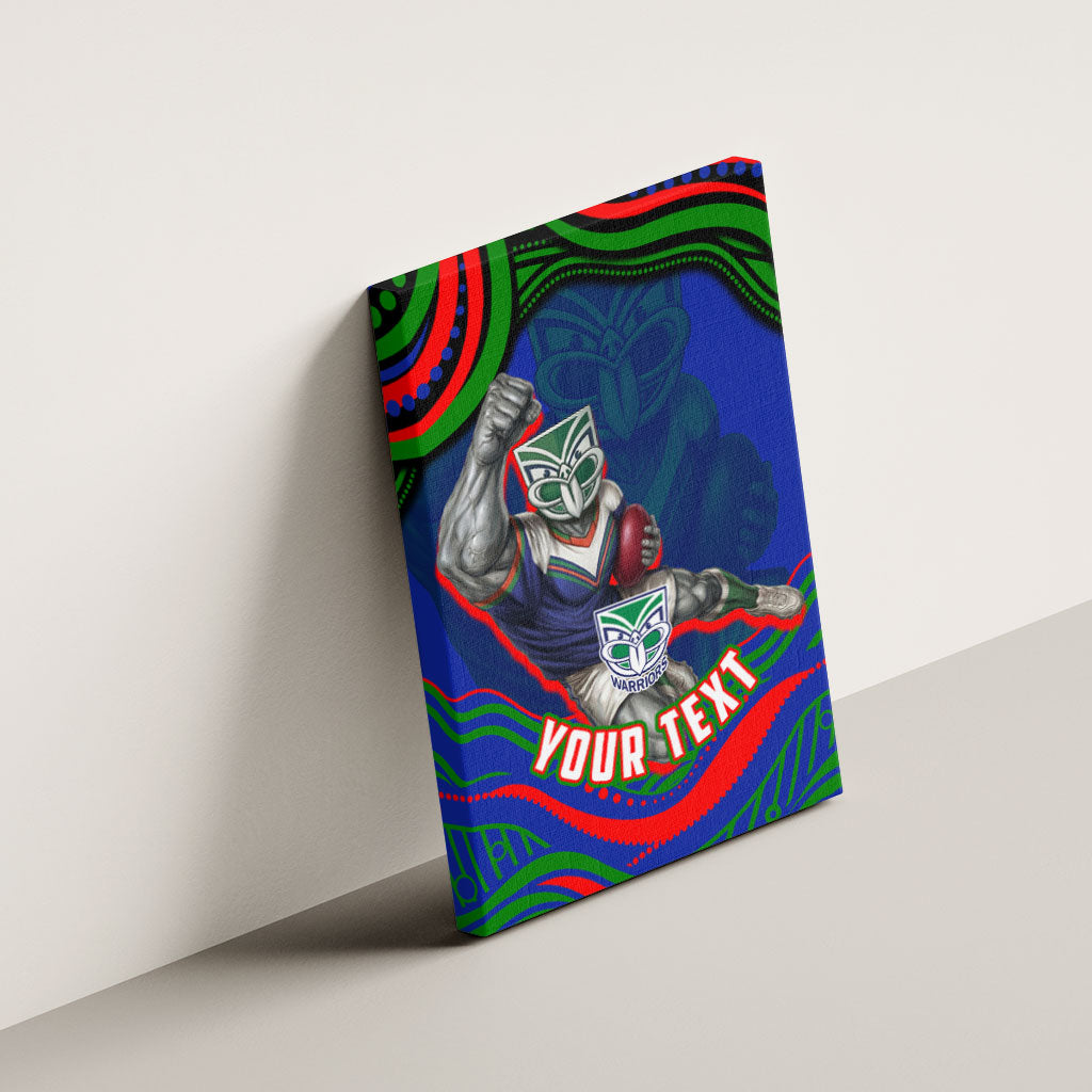 Personalized New Zealand Warriors Canvas Wall Art Aboriginal Dot Art - Dreamtime Rugby Mascot