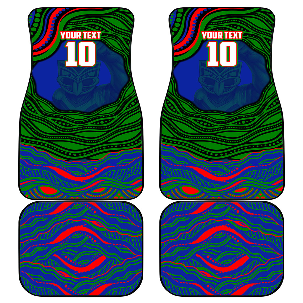 Personalized New Zealand Warriors Car Mats Aboriginal Dot Art - Dreamtime Rugby Mascot