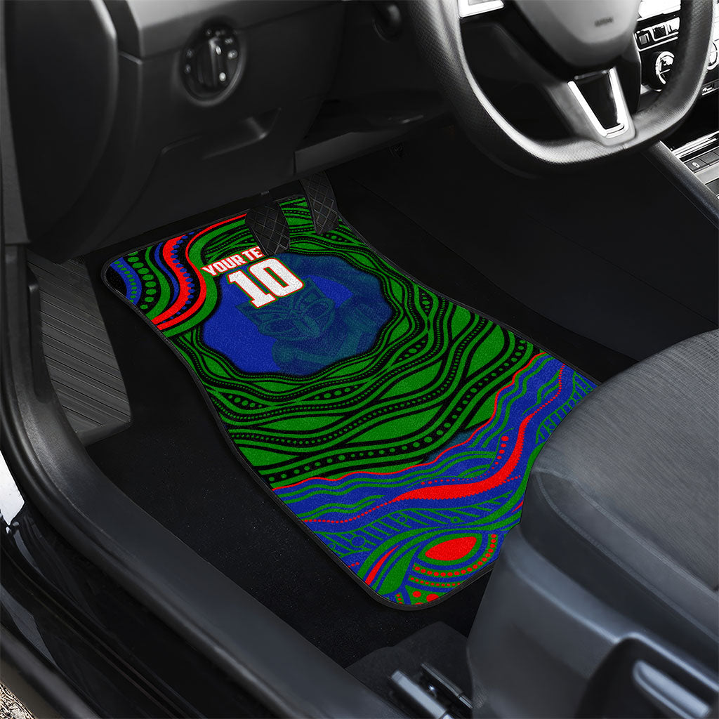 Personalized New Zealand Warriors Car Mats Aboriginal Dot Art - Dreamtime Rugby Mascot