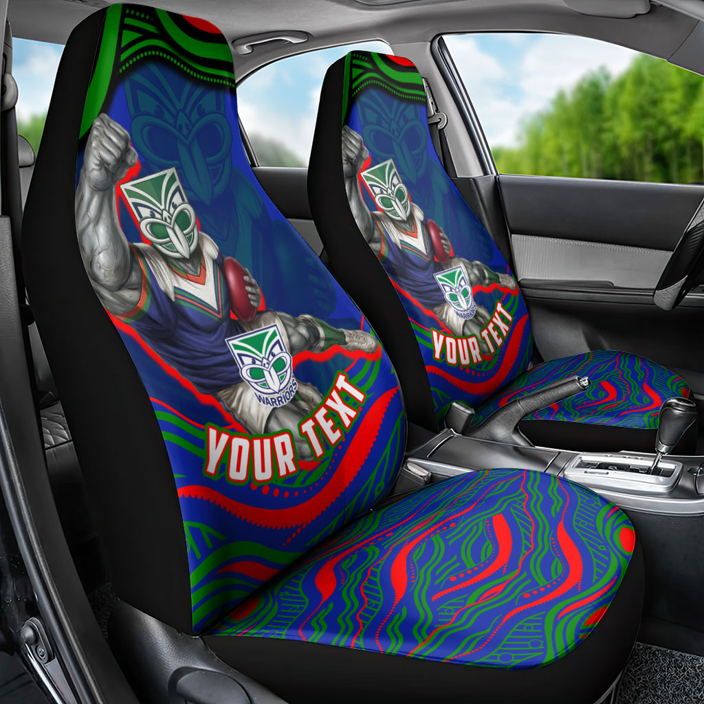 Personalized New Zealand Warriors Car Seat Cover Aboriginal Dot Art - Dreamtime Rugby Mascot