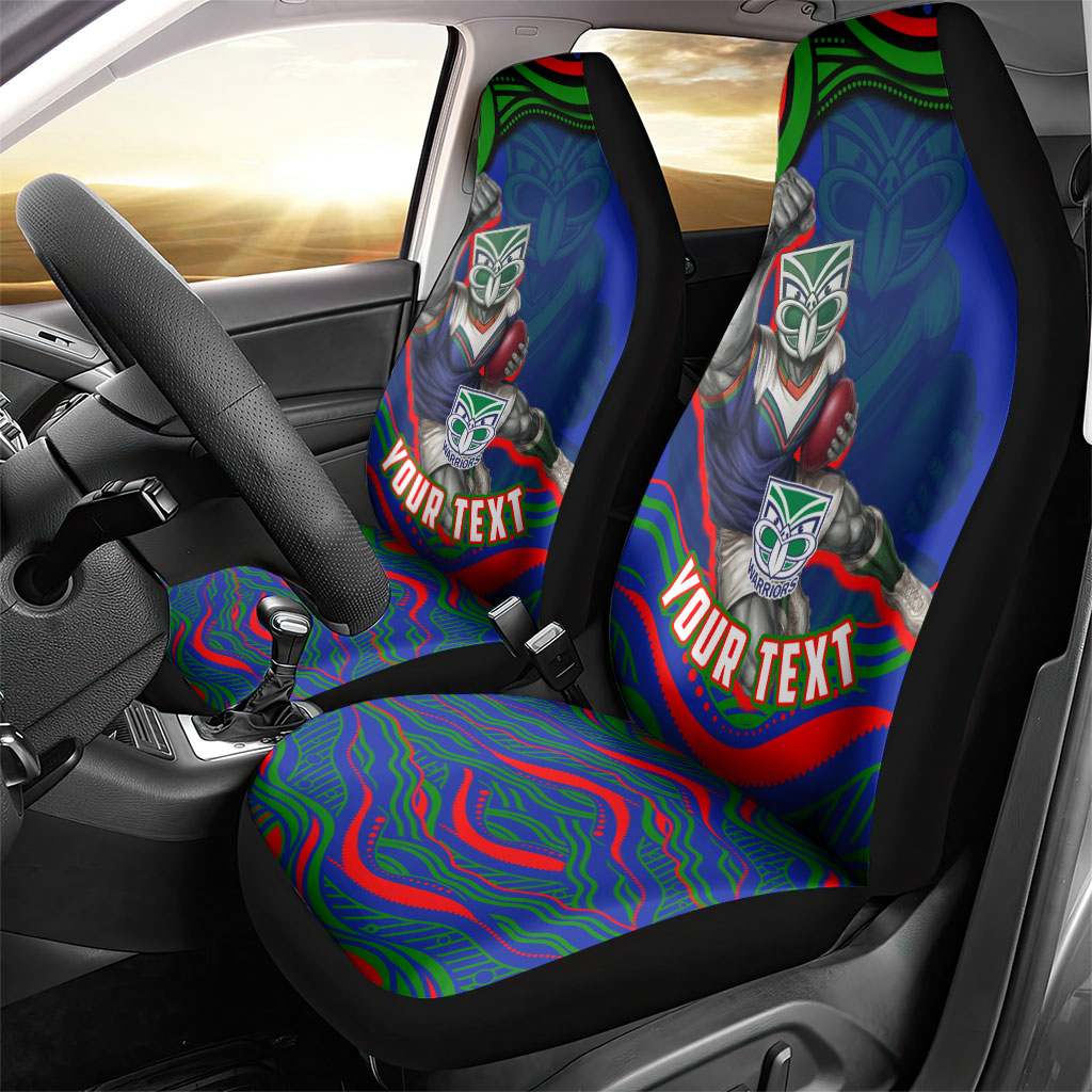 Personalized New Zealand Warriors Car Seat Cover Aboriginal Dot Art - Dreamtime Rugby Mascot