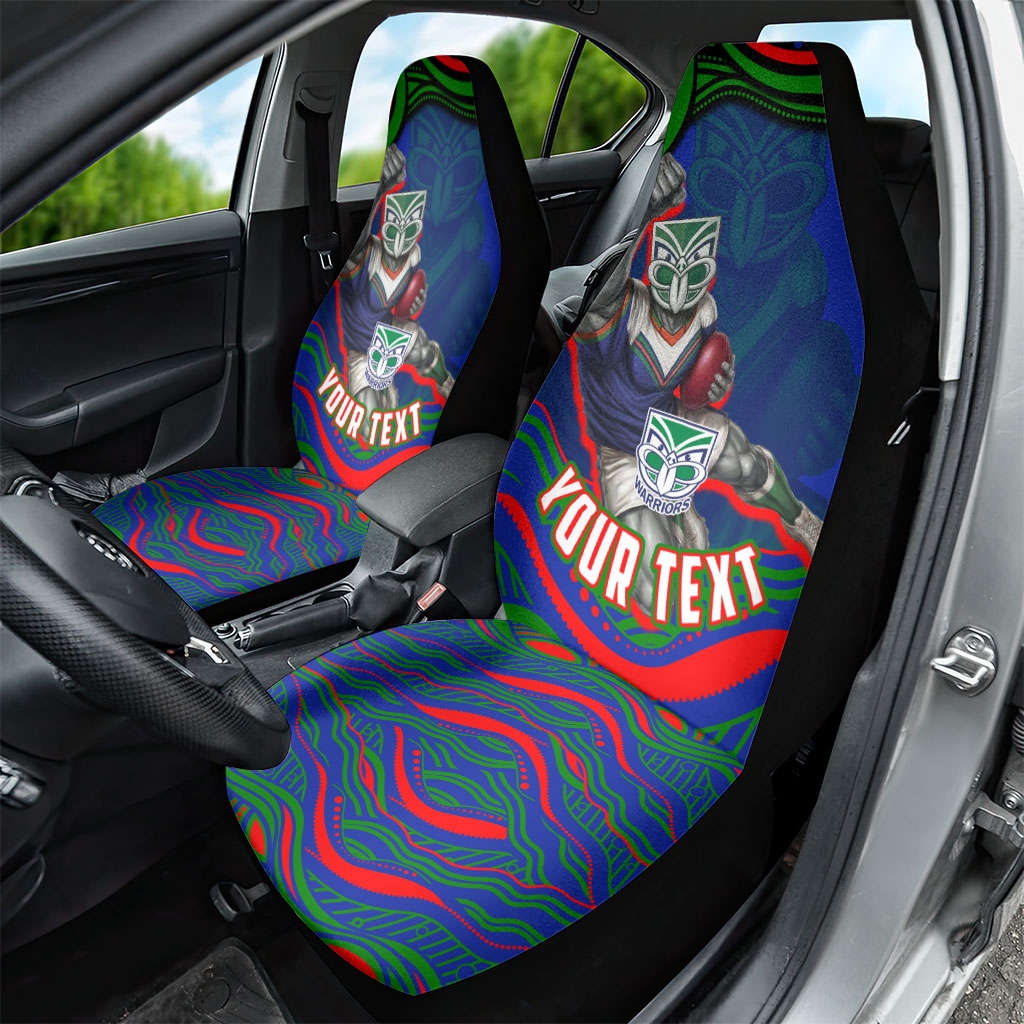 Personalized New Zealand Warriors Car Seat Cover Aboriginal Dot Art - Dreamtime Rugby Mascot
