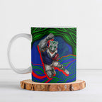 Personalized New Zealand Warriors Ceramic Mug Aboriginal Dot Art - Dreamtime Rugby Mascot