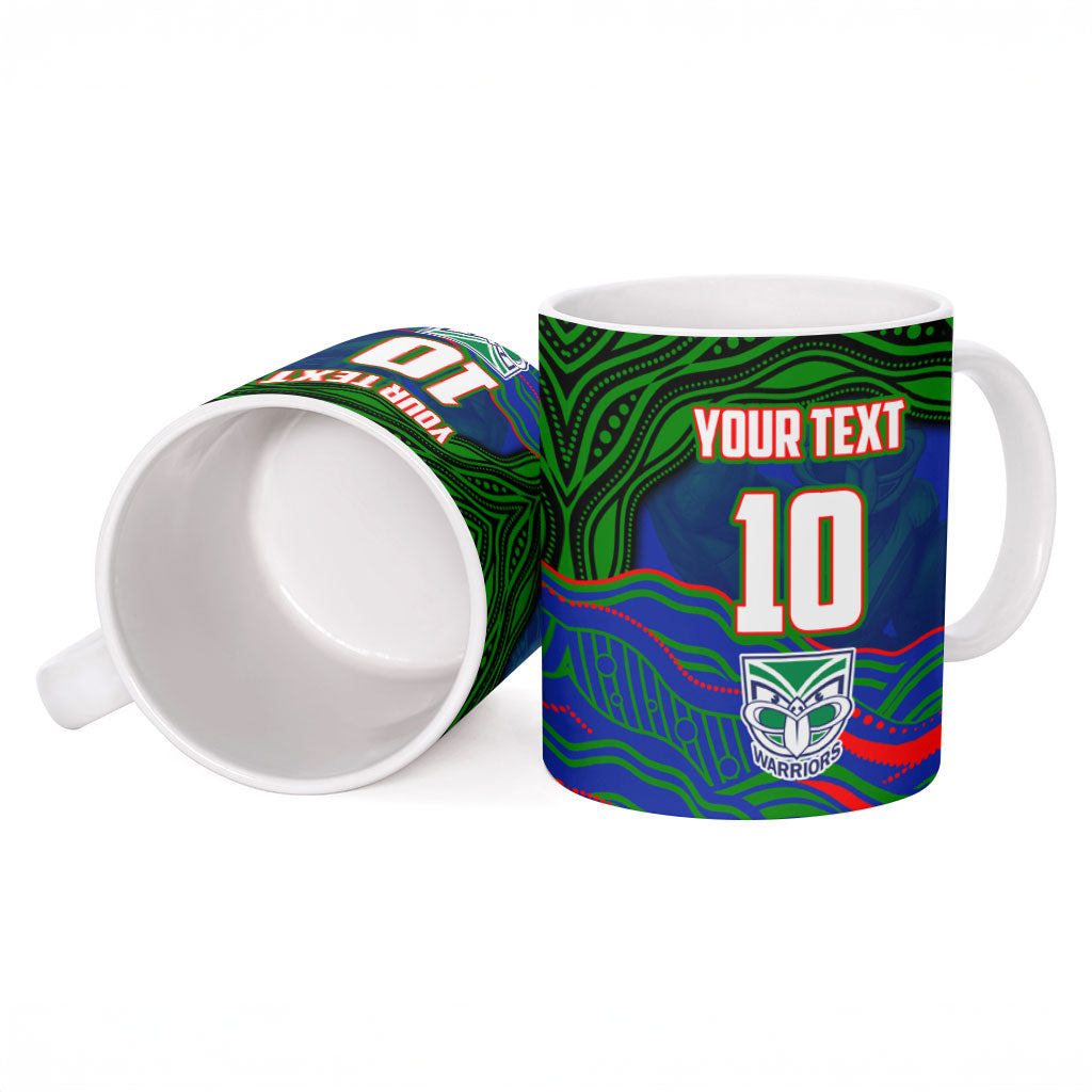 Personalized New Zealand Warriors Ceramic Mug Aboriginal Dot Art - Dreamtime Rugby Mascot