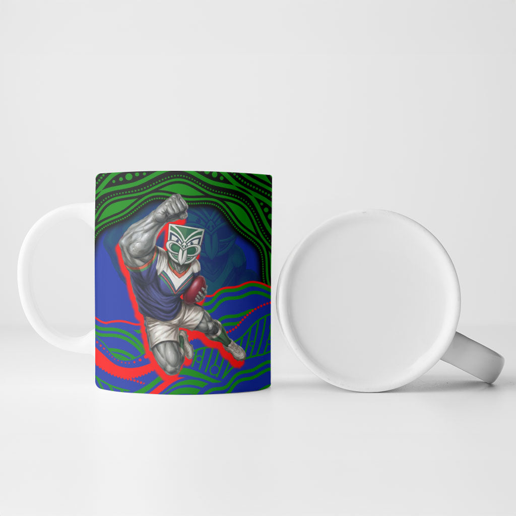Personalized New Zealand Warriors Ceramic Mug Aboriginal Dot Art - Dreamtime Rugby Mascot