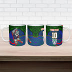 Personalized New Zealand Warriors Ceramic Mug Aboriginal Dot Art - Dreamtime Rugby Mascot