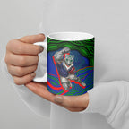 Personalized New Zealand Warriors Ceramic Mug Aboriginal Dot Art - Dreamtime Rugby Mascot