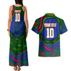 Personalized New Zealand Warriors Couples Matching Tank Maxi Dress and Hawaiian Shirt Aboriginal Dot Art - Dreamtime Rugby Mascot