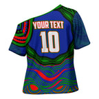 Personalized New Zealand Warriors Cross Shoulder Shirt Aboriginal Dot Art - Dreamtime Rugby Mascot