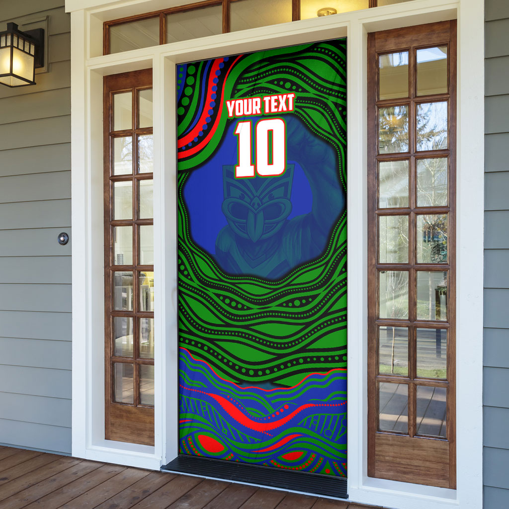 Personalized New Zealand Warriors Door Cover Aboriginal Dot Art - Dreamtime Rugby Mascot