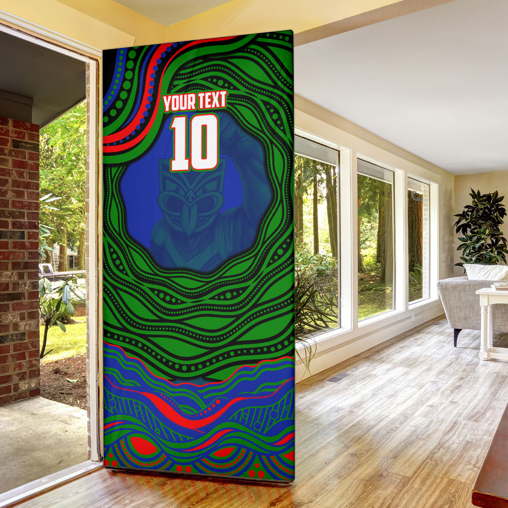 Personalized New Zealand Warriors Door Cover Aboriginal Dot Art - Dreamtime Rugby Mascot